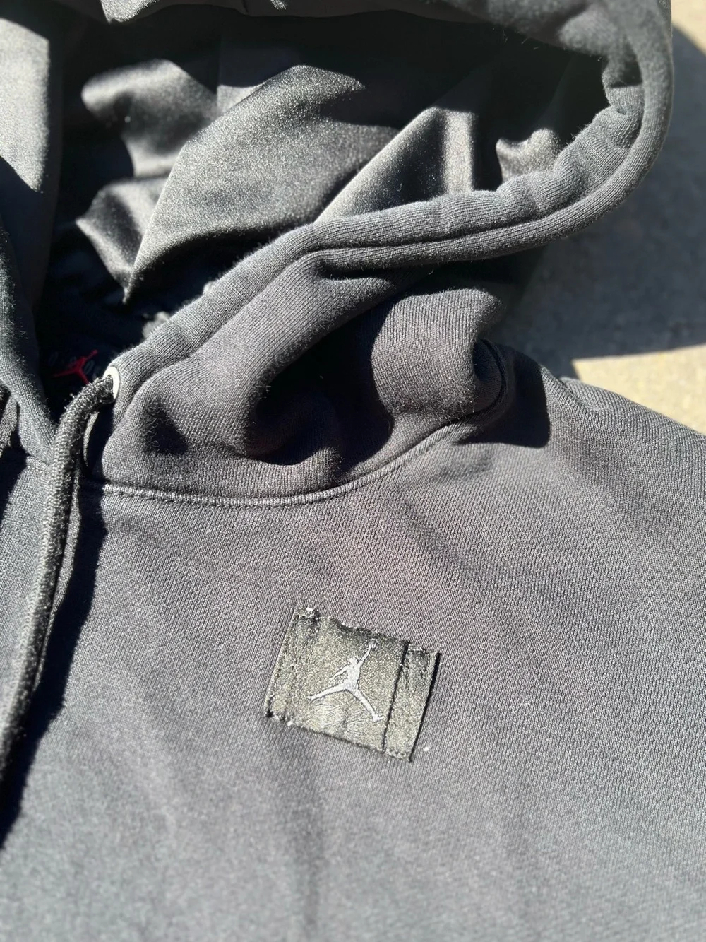Jordan Flight Men's Fleece Hoodie Black Satin Lined Hood Small